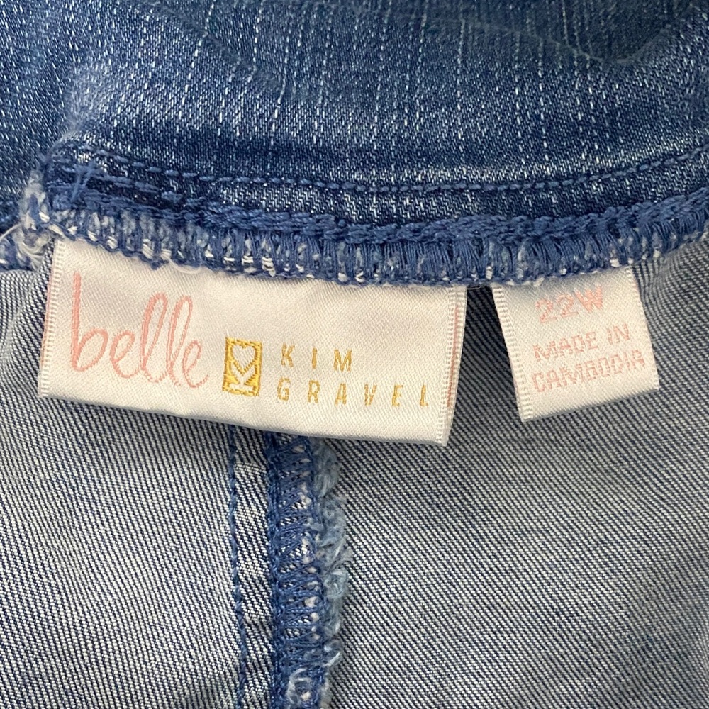 Belle Kim Gravel Denim Cut Off Shorts Size 22W Plus Raw Hem Stretch - Picture 2 of 4